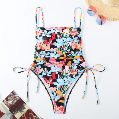 Tropical Plants Paisley Print One Piece Swimsuit Women Beachwear Vintage Design Bathing Suit Swimwear