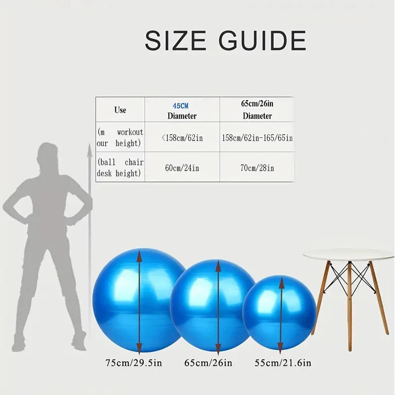 Explosion-proof PVC Yoga Ball Thickened Gym Fit Ball Exercise Home Fitness Pilates Sport Balance Ball 45cm Yoga Equipment