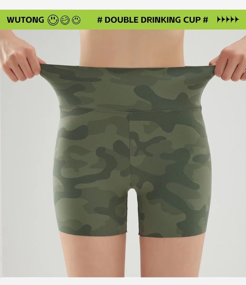 BIVIGAOS Summer Camouflage Green Sharkskin Biker Shorts Knee Length Short Leggings Women Casual Sports Cycling Shorts