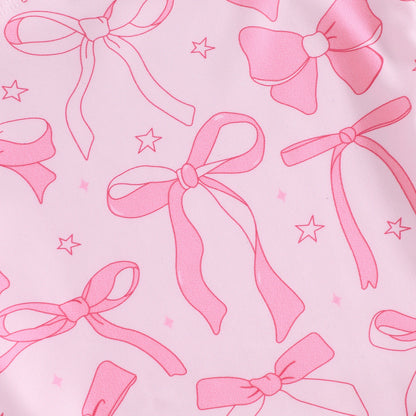 Kids Girls Sleeveless Bikini Swimsuit Cute Elastic Bow Print Strap Children Swimwear for Summer Beach Bathing Suit