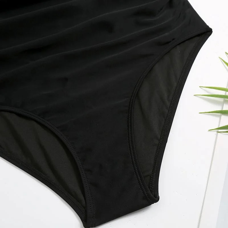 Scrunch Front Design Black One Piece Swimsuits Closed Female Swimwear Push Up Body Women's Swim Wear Bathing Suits Beach Pool Bather