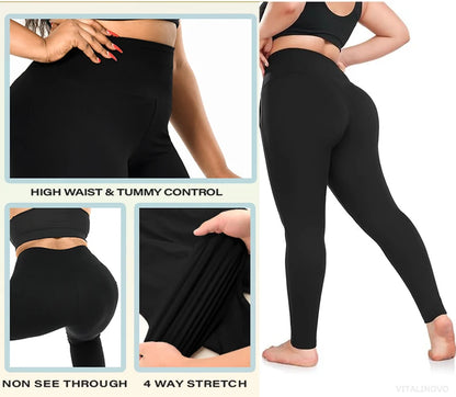 Plus Size Fleece Lined Leggings with Pockets for Women High Waist Winter Tummy Control Thermal Warm Yoga Pants