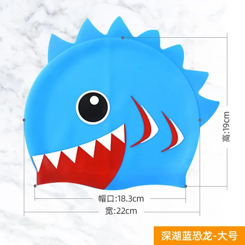 Cartoon Cute Fish Shark Silicone Swimming Cap for Children Protect Ears Swim Hat for Boys Girls Kids Swimming Pool Accessories