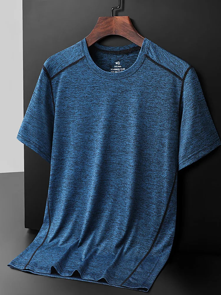 Large Size 6xl 7xl 8xl Mens T Shirt Breathable  Quick Drying Cool Summer T-shirts Sporting Outdoor Ice Silk Tee Tops