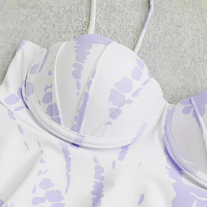 Shell Hard Wrapped Front Tankini Set Women Swimsuit Drawstring Bottom Two-Piece Suit Black/Malachite Blue/Violet