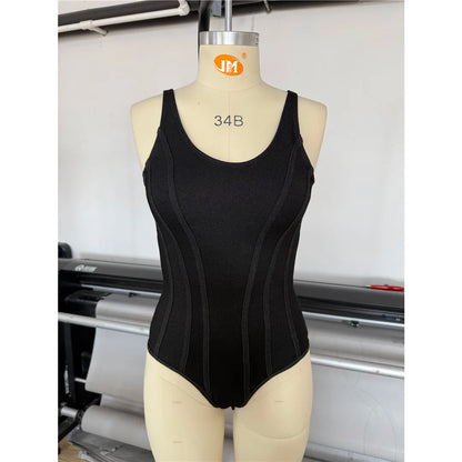 S - XXL Black Lace Up Backless One Piece Swimsuit Women Swimwear Female High Leg Cut Padded Bather Bathing Suit Swim