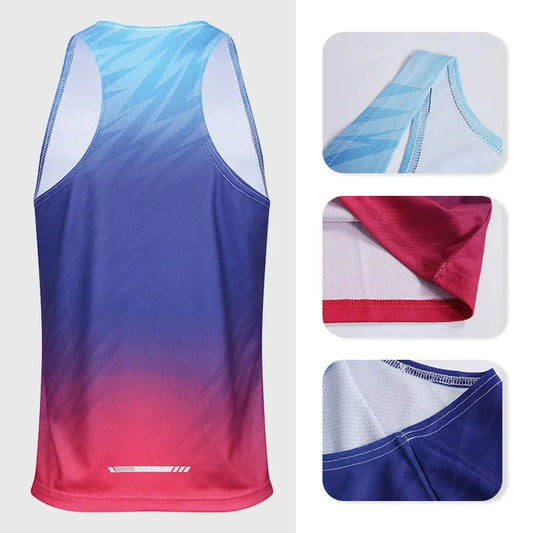 Men's Marathon Sports Singlet for Men High Quality Quick Dry Gym Fitness Running Polyester  Tank Tops Man Exercise Training Vest