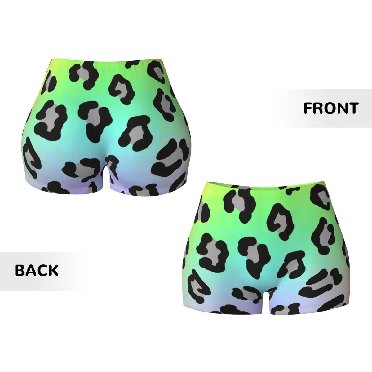 Custom Rainbow Leopard Animal Print Running Volleyball Workout Shorts Women's Athletic Gym Yoga Shorts