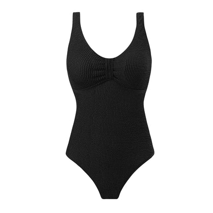 Womens One Piece Swimsuit Swim Leotard Sleeveless Low U Back Soft Cup Textured Monokini Bathing Suit for Beach Tropical Travel