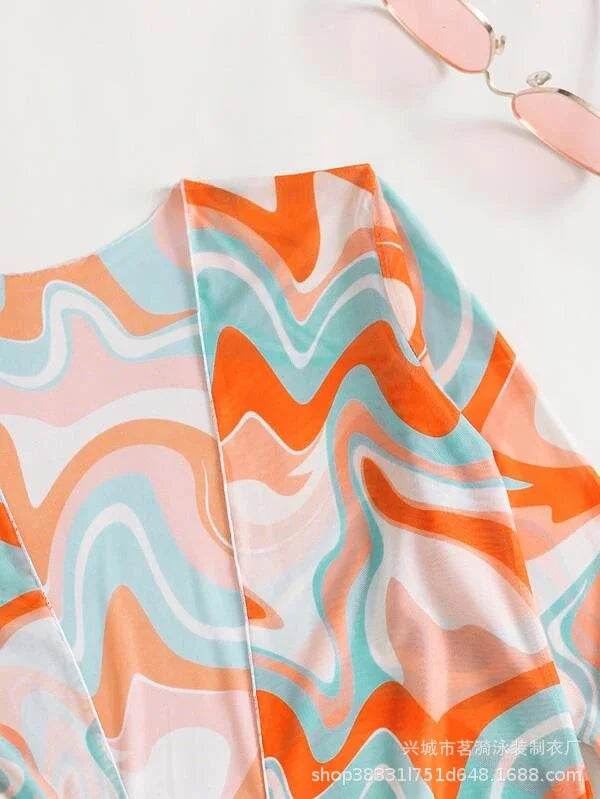 Summer Print Bikinis Swimwear Female Swimsuit Beachwear Push Up Three-Piece Bikini Set Women Swimming Bathing Suit