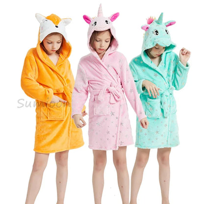 Children Bath Robe Baby Towel Children's Unicorn Hooded Bathrobes for Boys Girls