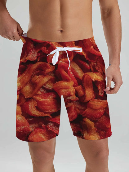 Fashion Fast Food Beach Shorts Men Cool Hawaiian Vacation Swim Trunks 3D Printing Snack Short Pants Summer Surf Board Shorts