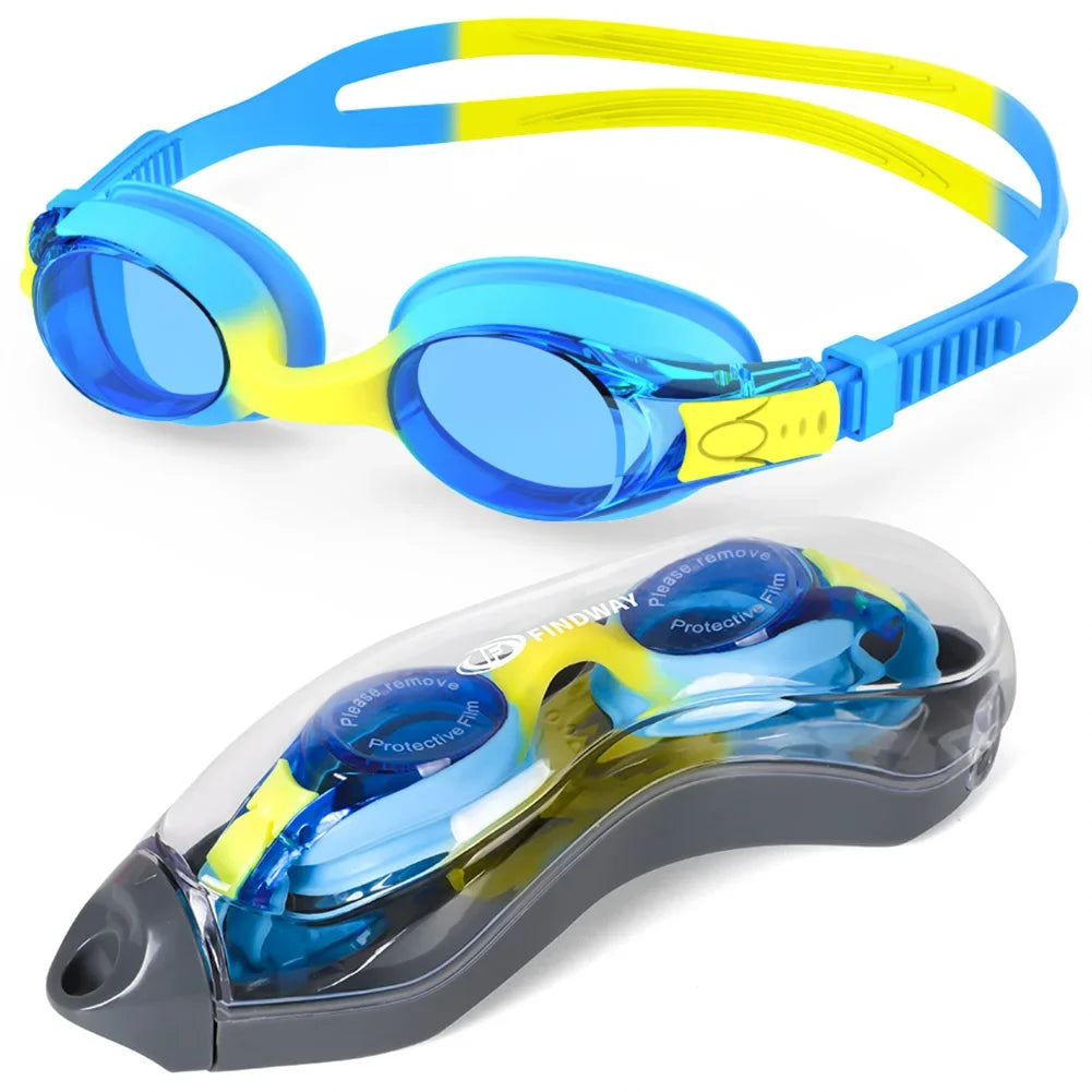 Findway Child Swimming Glasses Upgrade Waterproof Anti Fog UV  Professional Diving Swimming Glasses Eyewear Kids for Age 3-10