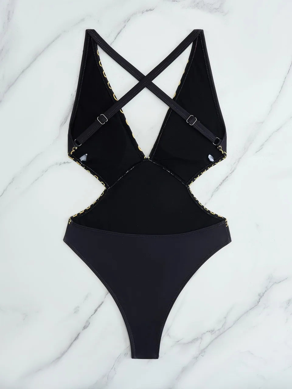 Deep-V Printed One Piece Strappy Swimsuit Women Cross Backless Swimwear Bodysuit Bathers Bathing Swimming Suit Beachwear