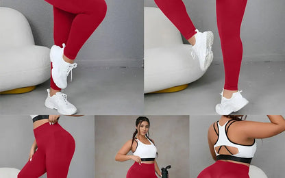 Plus Size Four-Way Stretch Hip-Covering High-Elastic Sports Yoga Fitness Women's High-Waisted Peach Butt Tight-Fitting Quick-Drying Slimming Look Seamless Pants