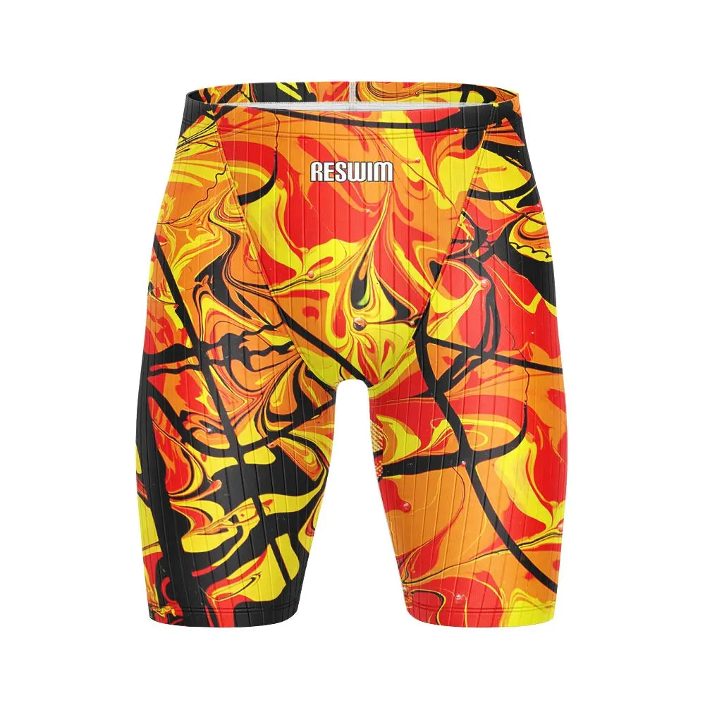 Men's Swim Jammer Swimsuit Racing Shorts Athletic Training Swimwear Swimming Trunks Beach Tights Shorts Lycra Bathing Suit