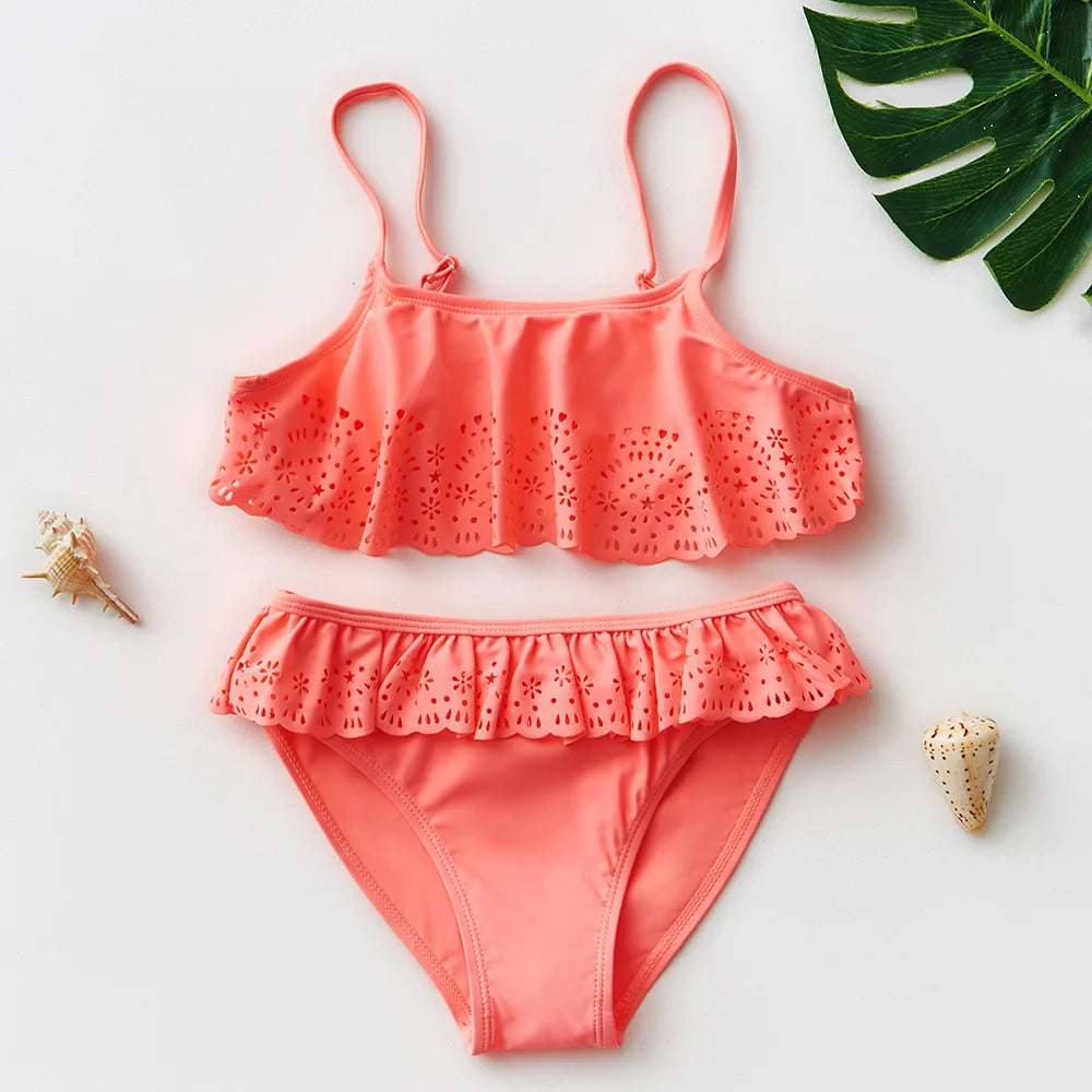 Girl Kids Girls Bandage Bikini Set Flamingo Print Summer Children Kids Swimsuit Baby Girls Two Pieces Swimwear Bathing Suit