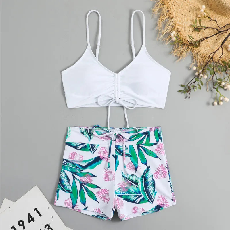 Swimsuits White Tankini Set Female Two-piece Swimwear Beach Swimming Wear Bathing Suits Pool Women's Swimming Suit