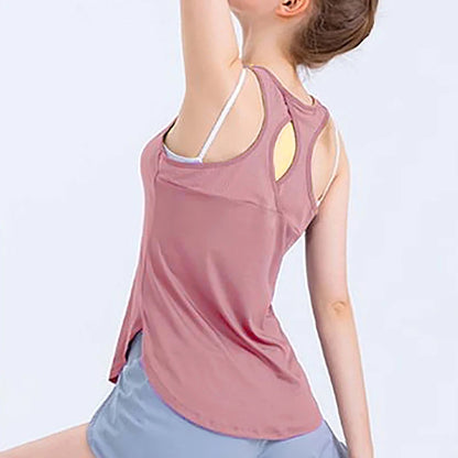 Yoga Clothing Women Sports Tops Hoodie Loose Sleeveless Running Training Quick Dry T-Shirt Outside Fitness Tank Tops