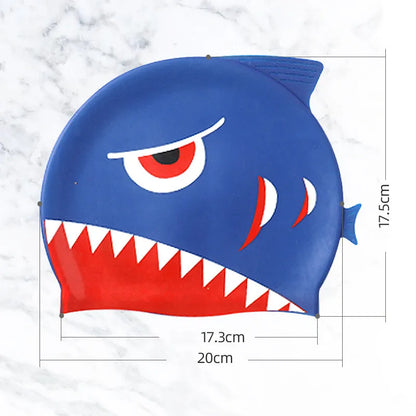 Cute Cartoon Dinosaur Kids Swimming Caps Boys Girls Swimming Cap Soft Silicone High Elastic Waterproof Children Swimming Cap