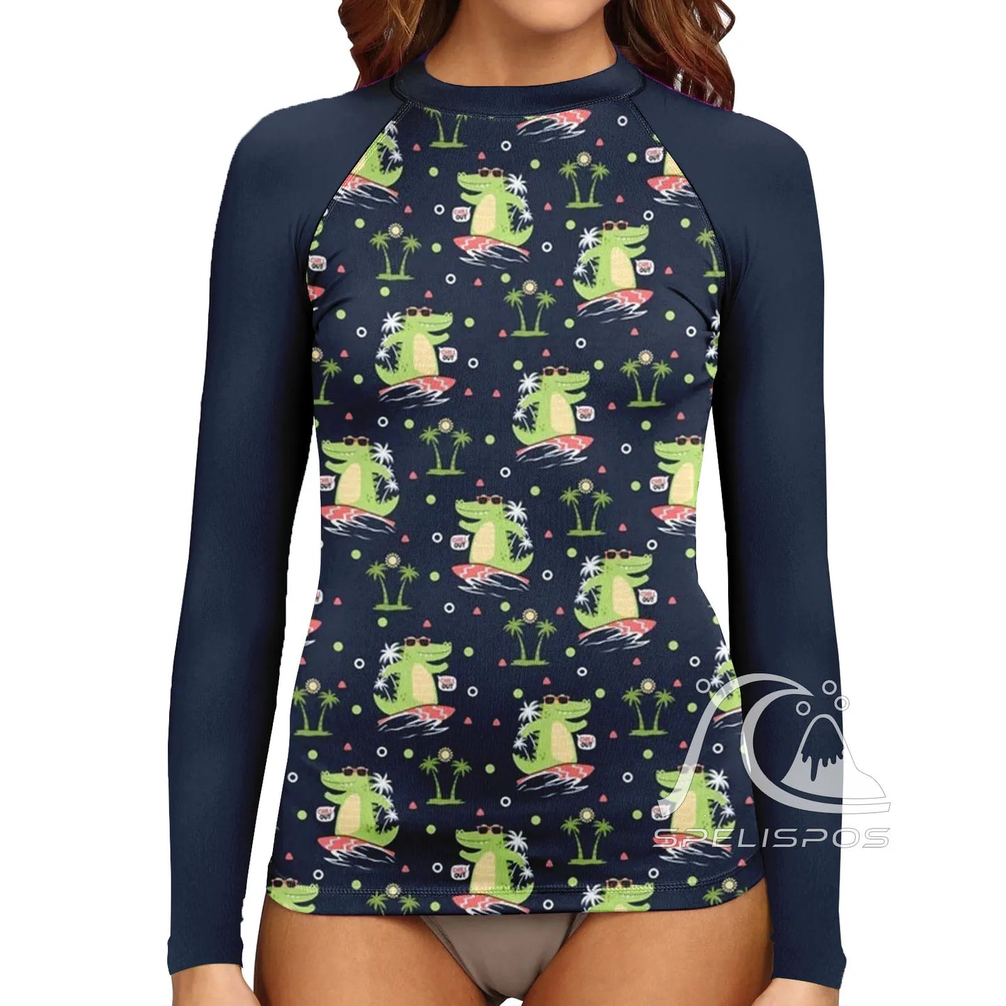 Women's Surfing Suit Long Sleeve UV Protection Water Sports Tight Swimwear Sea Beach Swimming High-Elastic Diving Tops