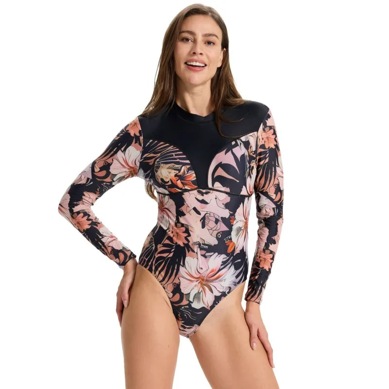 Rash Guard High Waist Swimsuit Women Summer Bathing Suit Set Long Sleeve Swimwear Women Beach Swimming Suit For Female