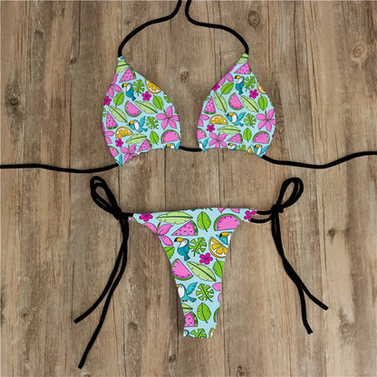 Summer Women Biquini Two Piece Suits Bikini Swimsuit Swimwear Lace Up Bikinis Set Backless Bathing Suit For Female