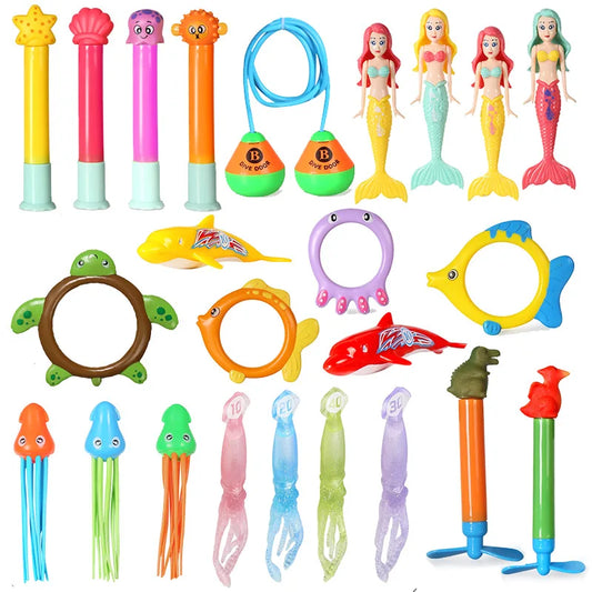 Summer Swimming Diving Toys Children's Fish Dolphin Buoy Pool Treasure Hunt Diving Torpedo Rocket Mermaid Kids Water Game Toys