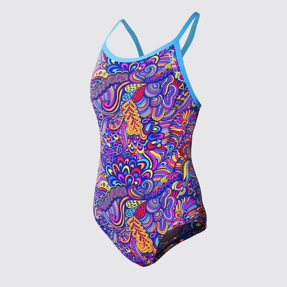 Blue & Pink Designs Zone3 Women Swimsuit One-piece Swimsuit Racerback Training Swimsuit