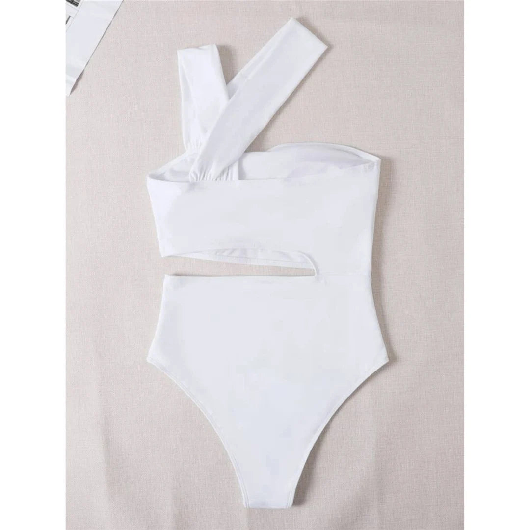 S - XL 13 Colors Asymmetric Cut Out One Piece Swimsuit Women Swimwear Female One Shoulder Padded Bather Bathing Suit Swim