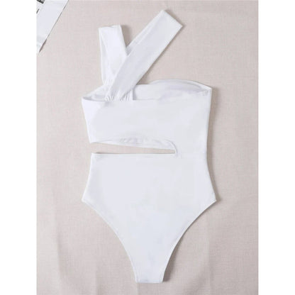 S - XL 13 Colors Asymmetric Cut Out One Piece Swimsuit Women Swimwear Female One Shoulder Padded Bather Bathing Suit Swim