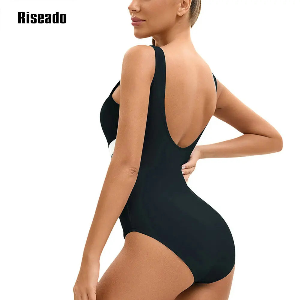 Women's Chlorine Resistant Scoop Neck U-Back High Leg Soft Cup Sporty One Piece Swimsuit