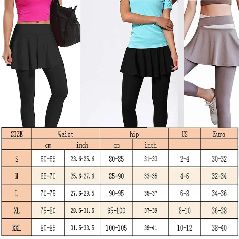 Aiithuug Tennis Skorts Cross-waist Skirted Legging Yoga Legging with Skirts Tennis Leggings Soft Stretchy Tennis Dresses Running