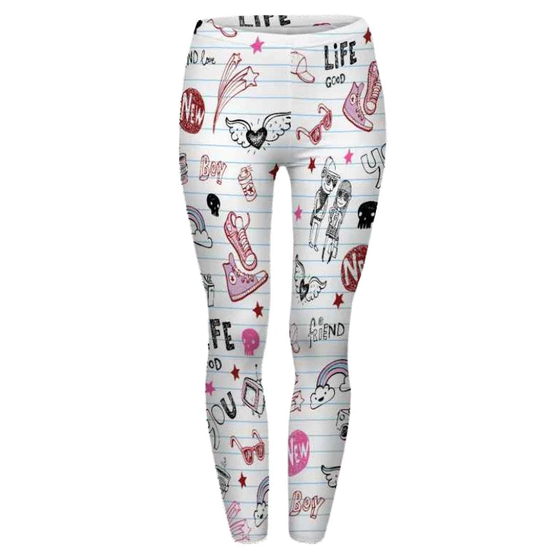 DeanFire Women's 80s Leggings Artistic Splash Printed Buttery Soft Stretchy Pants Leggings Elastic Waist Regular Trousers
