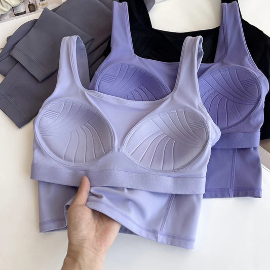 Women Shock-proof Sports Bra Running Breathable Fix-cup Yoga Vest Gym Clothing Fitness Bra