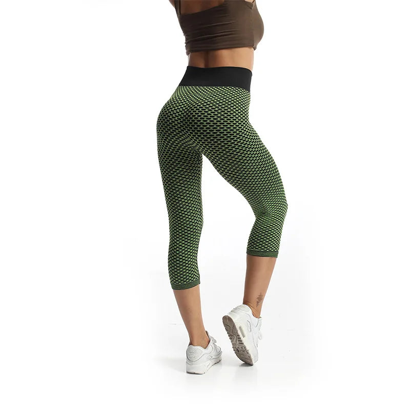 YSDNCHI Push Up Leggings Breathable Workout Capris Sport Leggins Seamless High Waist Mid-Calf Women Gym Fitness Yoga Clothing