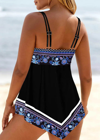 Women's Bikini Set, Fashionable Swimming Pool Swimsuit, Retro Striped Printed Camisole Swimsuit S-6XL