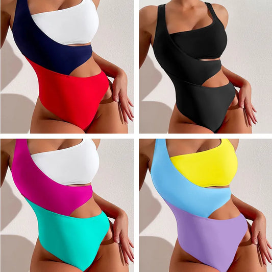3 Panel Beach Swimwear Women One Piece Swimsuit Bathers