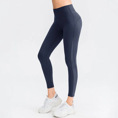 Women Yoga Pants Tight High Waist Hip Raise Mesh No T-shaped Stitches Sports Leggings for Fitness