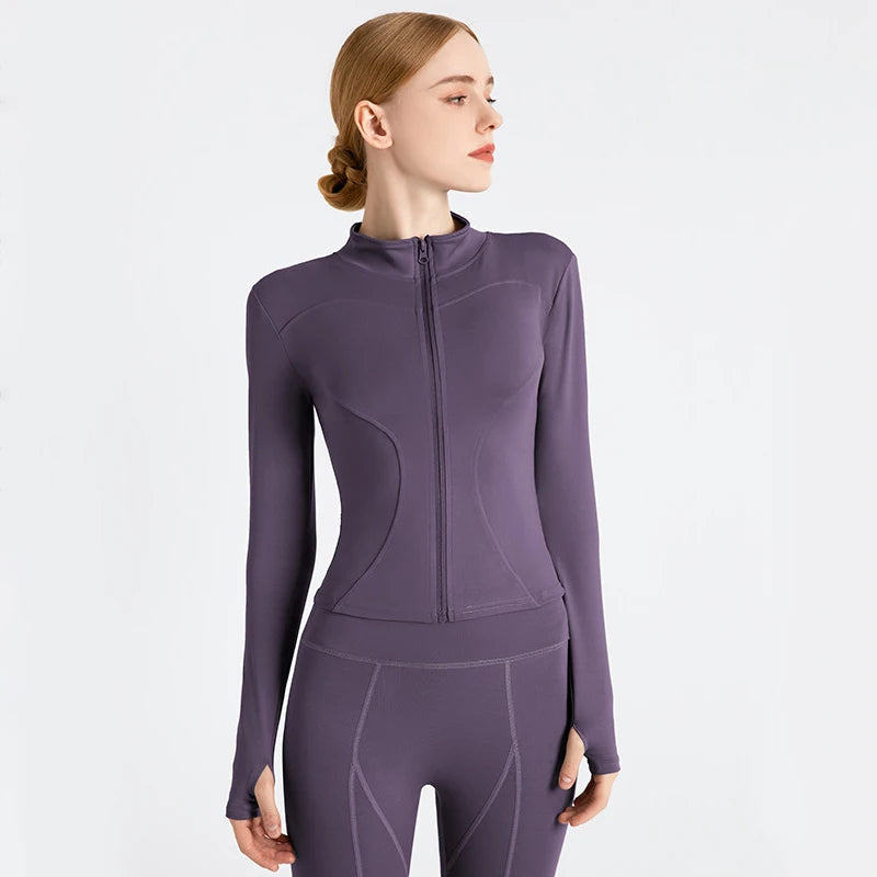 Women's Jacket Yoga Sport Gym Coat Athletic Fitness Tight Fit Long Sleeved With Thumb Holes Jacket Women's Clothing