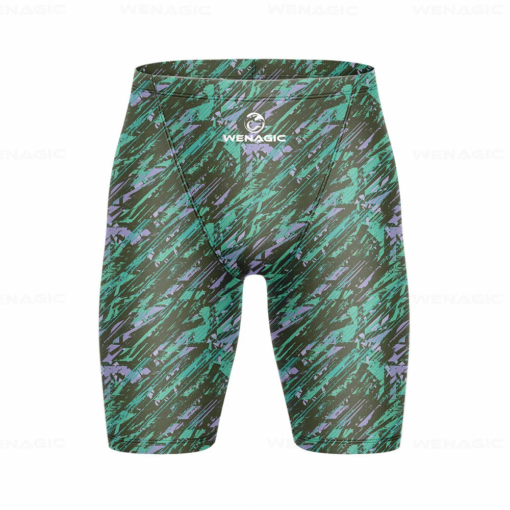 Men's Swimming Jammer Swimwear Endurance Athletic Training Swimsuit Summer Beach Swimming Trunks Diving Surf Tight Shorts
