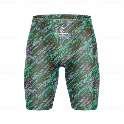 Men's Swimming Jammer Swimwear Endurance Athletic Training Swimsuit Summer Beach Swimming Trunks Diving Surf Tight Shorts