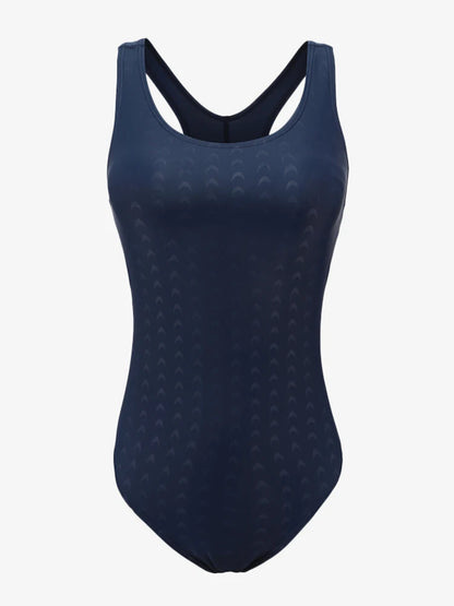 Sports One Piece Swimsuit Solid Swimwear Women Racerback Bodysuit Scoop Neck Bathing Suit Women Beachwear