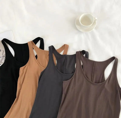 Irregular Tank Tops Summer O-neck Black Casual Sleeveless Tshirt Top Solid Color Loose Basic Camisole Female Fitness Sport Vest