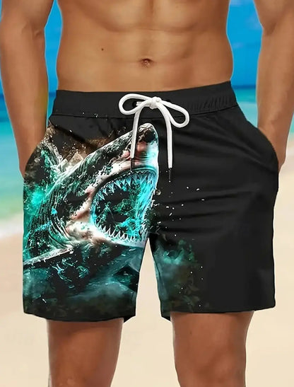 Men's Clothing Hawaiian Swim Trunks Shark 3D Print Beach Shorts Quick Dry Outdoor Leisure Sports Shorts Swimwear Fashion Shorts