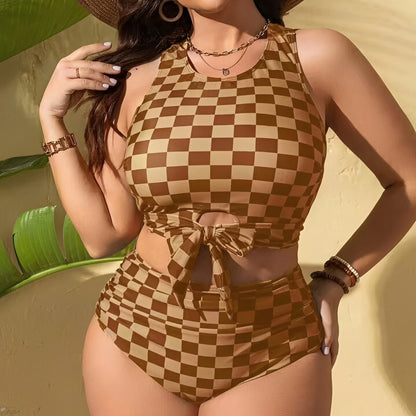 Large Plus Size Bikinis High Neck & Waist Swimsuit Women 2 Pieces Swimwear Female Bathers Bathing Swimming Swim Suit  4XL