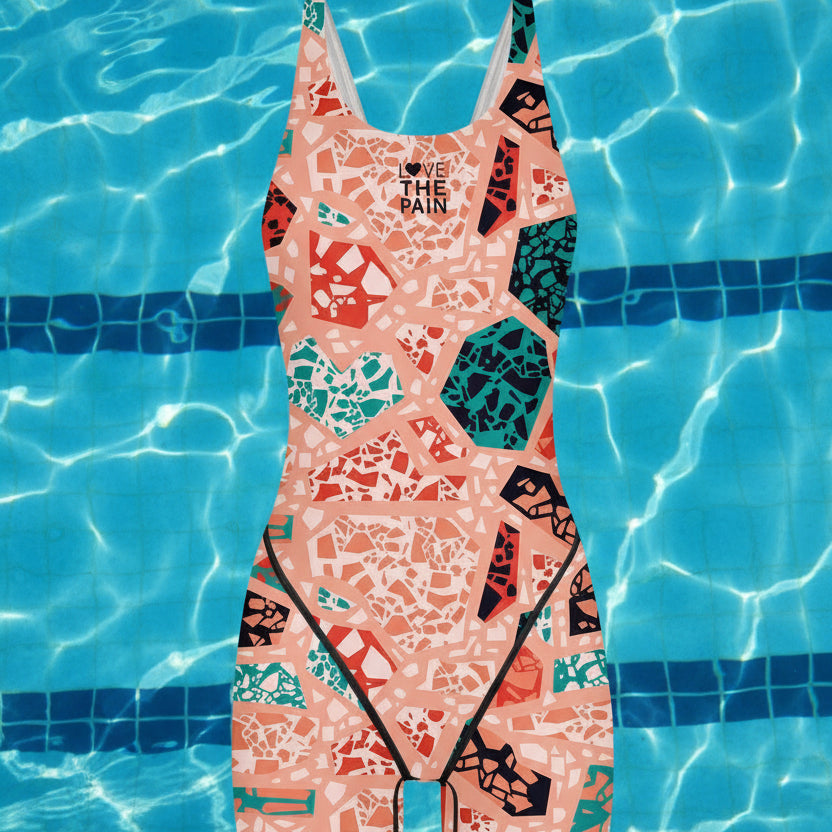Love The Pain Female One Piece Swimsuit Bodysuit Multifunctional Training Professional Sports Competition Swimwear Bathing Suit