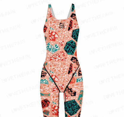 Girls Love The Pain Interesting Print Swimwear Competitive Swimming One Piece Swimsuit Knee Length Bathing Suit Beach Wear