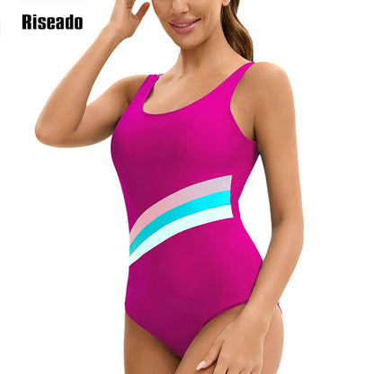 Women's Chlorine Resistant Scoop Neck U-Back High Leg Soft Cup Sporty One Piece Swimsuit