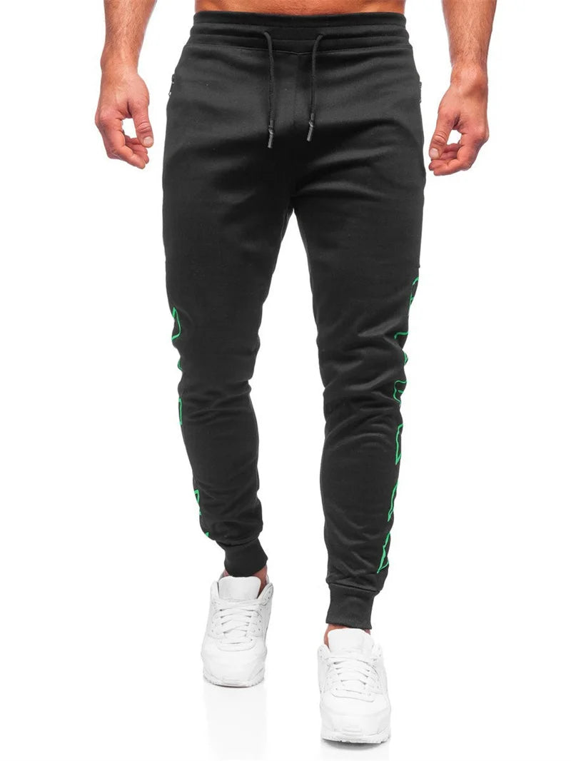 Spring Autumn Zipper pocket Men pants Comfortable quick-dry sweatpants printing trousers Men Slim Fit casual Sports Pants